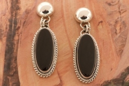 Artie Yellowhorse Genuine Black Onyx Sterling Silver Post Earrings